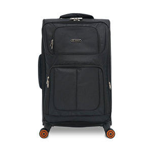 Black Polyester Luggage with 4 Wheels Combination Lock Lightweight Travel <b>Suitcase</b> Unisex Simple Style Zipper Closure - Product Image 4
