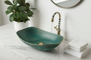 Hammered Copper Boat Sink Teal Verdigris Vessel Basin Oval <b>Vanity</b> Washbasin Handmade <b>Rustic</b> Luxury Copper <b>Bathroom</b> Sink - Product Image 2