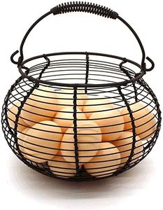 <b>Egg</b> <b>basket</b> rustic wire <b>egg</b> holder farmhouse <b>egg</b> <b>basket</b> black metal <b>egg</b> <b>basket</b> <b>egg</b> display <b>basket</b> kitchen storage table ware - Product Image 3