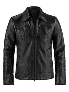 Men’s Norberto Black Vintage Leather <b>Jacket</b> – Genuine Leather Biker Moto <b>Jacket</b> <b>Retro</b> Casual <b>Motorcycle</b> Outerwear Wholesale - Product Image 1