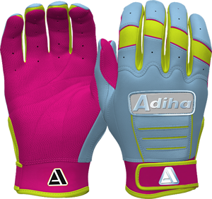Guantes de Bateo de Béisbol Personalizados Azul Cielo y Rosa con Cierre de Gancho y Bucle Antideslizante para Sóftbol, Venta al por Mayor, Alta Calidad, Hechos en Adiha Impex - Product Image 3