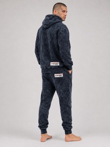 Conjunto Deportivo Moderno para Hombre con Efecto Desgastado, Sudadera con Capucha de Felpa y Pantalones Jogger de Corte Holgado, Estilo Urbano para Gimnasio - Product Image 3