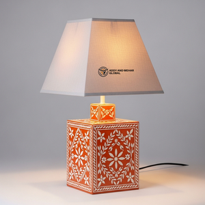Wholesale Custom Bone Inlay Lighting Traditional Floral Inlay <b>Table</b> <b>Lantern</b> Base Bespoke Home Decor <b>Lamps</b> with Private - Product Image 1
