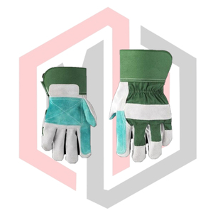 Quality Leather Rigger Reinforced Palm Gloves Green Fabric Anti-static Silicone-free Soft Flexible Breathable Comfortable - Product Image 3