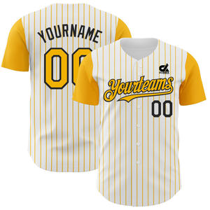 Camiseta de Béisbol Personalizada con Rayas, Uniforme de Equipo con Botones para Hombre, Algodón Orgánico Transpirable, Corto, Antibacteriano, con Nombre Personalizado - Product Image 2