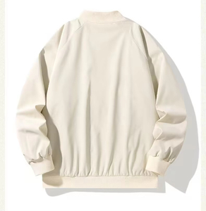 Chaqueta Bomber de Lona Lavanda para Hombre, Color Sólido, Cierre de Cremallera, Cuello Alto, Estilo Casual, Corte Regular, Ropa de Invierno - Product Image 6