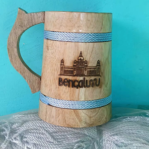 Eco-Friendly Polished Wooden Viking <b>Mug</b> with Hand Carved Engraving and Animal Design-Valentine's Day & Halloween Gift - Product Image 1