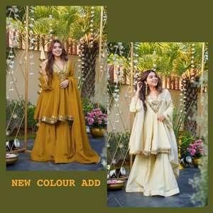 เสื้อผ้าคอสมอสเสื้อปักลายกระจกจริงพร้อมลูกไม้ plazzo and Moti ชุดเย็บเต็มขนาด S M L XL และ XXL สำหรับผู้หญิง - Product Image 2