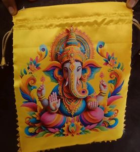 Beautiful Ganpati Design Cotton <b>Potli</b> <b>Bags</b> for Diwali Festival Gifting Favourites Customizable Durable Indian Wholesale Supplier - Product Image 1