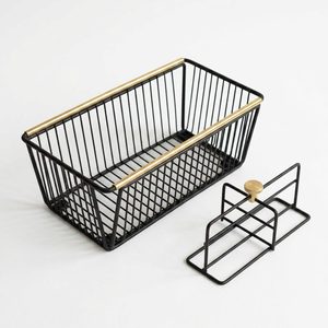 Organizador de Escritorio de Hierro Negro Hecho a Mano de 22 cm con Divisor de Latón, Alambre y Riel Chaukhat para Decoración del Hogar y Organización de Hoteles - Product Image 3