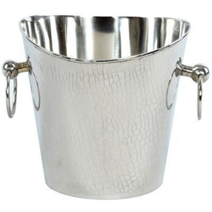 Seau à glace en acier inoxydable martelé BarCraft avec poignées en anneau pour champagne et boissons en bouteille, résistant à la rouille - Product Image 1