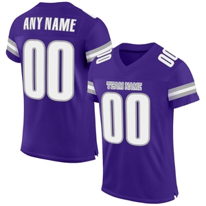 Wholsale Direct Industry Best Selling Custom <b>Purple</b> White-Gray <b>Mesh</b> Authentic Football Jersey - Product Image 1