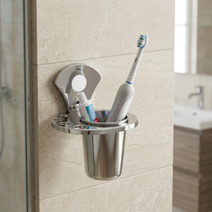 Support pour gobelet en acier inoxydable Promixo Premium |   Support mural pour savon et gobelet de salle de bain avec drainage d'eau |   Brosse à dents antirouille - Product Image 4