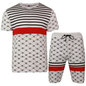 Men's Cotton Short Sleeve T-<b>Shirt</b> Striped Pattern <b>Red</b> Band Casual Knitted Breathable Anti-Odor Sublimation Printed Regular Fit - Product Image 4