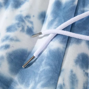 Shorts unisexe bleu ciel tie-dye, coupe décontractée, en coton, pour l'été, style décontracté, taille élastique avec cordon de serrage, style urbain tendance, shorts de plage - Product Image 4