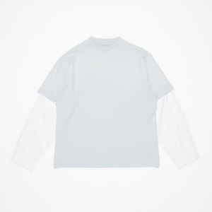 T-shirt unisexe à manches longues double épaisseur, 100 % coton, coupe oversize, délavé à l'acide, écologique - Product Image 1