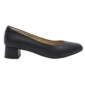 Zapatos de Tacón Ancho con Punta Redonda de Cuero Genuino para Mujer Ann'S, Zapatos de Oficina Transpirables, Sin Cordones, Color Negro Sólido - Product Image 2