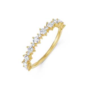 Bague de luxe en moissanite taille ronde plaquée or jaune, avec plusieurs pierres, pour mariage, fiançailles, fête, anniversaire, cadeau, bijoux - Product Image 3