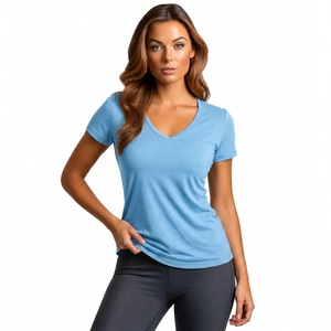 Classic Women V Neck T Shirt Comfortable Cotton Lightweight Summer Daily Wear <b>Top</b> - Product Image 3