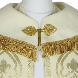 Chapelet liturgique d'église blanc gothique avec broderie dorée métallique et franges - Product Image 5