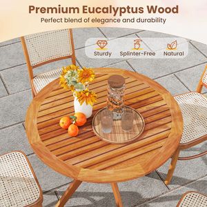 Tavolo da pranzo in legno per patio da 35,5 pollici con piano a doghe e gambe curve per bistrò e giardino - Product Image 6
