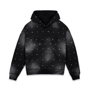 Sudadera con capucha y cremallera de diamantes de imitación para hombre, estilo vintage lavado, de peso pesado, streetwear, con gráfico de llamas de cristal, marcas personalizadas, exportadores mayoristas - Product Image 4