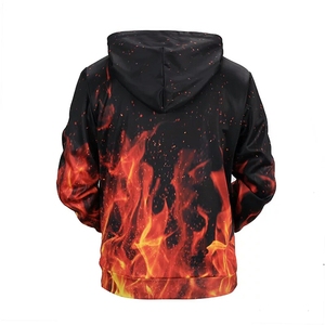 Sweat à capuche ample et tendance 100 % polyester à séchage rapide avec impression numérique 3D effet flamme pour l'automne – Vente en gros - Product Image 6