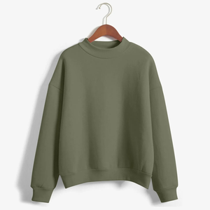 Sweat-shirt à col rond pour femme, couleur unie, manches longues, tricoté, respirant, style décontracté, style automne, 100% coton - Product Image 1