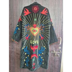 Veste Robe Luxe en Velours Tissé Suzani Écologique Faite à la Main Broderie Bohème pour Femme Hiver - Product Image 2