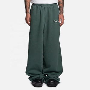 Men's Wide Leg Pants <b>Elastic</b> <b>Waist</b> Gradient Color Black Grey Breathable Casual Knitted Polyester Autumn Style - Product Image 4