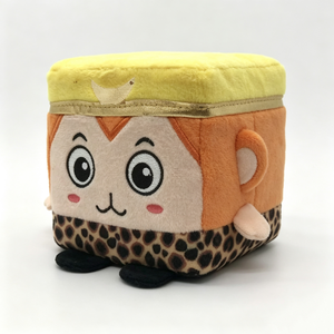 Peluche de mono personalizado con sombrero amarillo y ribete dorado, peluche de mono con estampado de leopardo, peluche de mono con ojos grandes bordados - Product Image 4