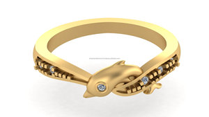 Bagues fines personnalisées en or massif 10K rhodié, design tendance, motif dauphin mignon, serties de moissanite et de diamants, pour les amoureux de l'océan, idéales pour les anniversaires et les fêtes - Product Image 5