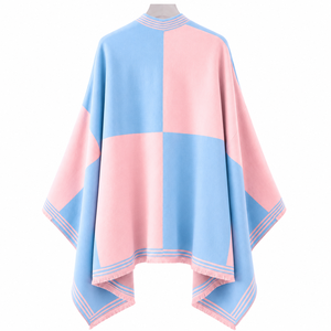 Capa tipo chal de Jack & Jill of America con logo bordado en la parte delantera, en bloques de color rosa y azul claro, para ropa griega unisex. - Product Image 3