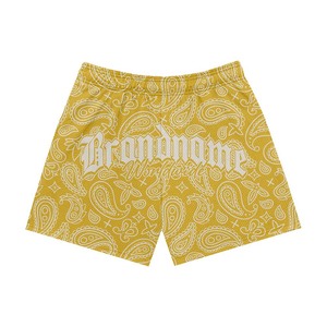 Shorts homme en polyester mesh premium 160 GSM, respirants, imprimés par sublimation vert éclatant, logo personnalisé par transfert thermique. - Product Image 5