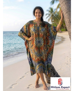 <b>Kaftan</b> Dress Women Beach Wear Loose Fit <b>Summer</b> Cover Up Resort Wear Island Vacation Style Soft Fabric Wholesale Supply - Product Image 1