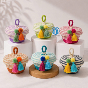 Handmade Wicker Cotton <b>Box</b> with Traditional Style Decorative Irregular <b>Gift</b> <b>Box</b> for Gergean Garangao Festival - Product Image 1