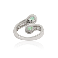 Cincin Bypass Berlian & Zamrud Emas Putih 14K Solid Harga Grosir Terbaik Moq Rendah Untuk Pesta Pernikahan Perhiasan Grosir