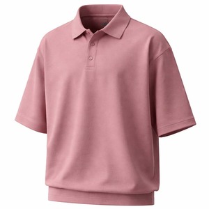 เสื้อโอเวอร์ไซส์ผู้ชายผ้าถักกันยับ พิมพ์โลโก้ตามสั่ง สีชมพูอมเทา ผ้าฝ้ายหนานุ่ม ทรงหลวม สไตล์ลำลอง สตรีทแวร์ - Product Image 1