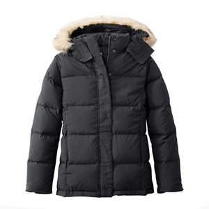 Veste matelassée noire à capuche avec fermeture éclair en fourrure, coupe-vent, rembourrage en duvet, vêtement d'hiver, longueur normale, couleur unie, style décontracté - Product Image 6