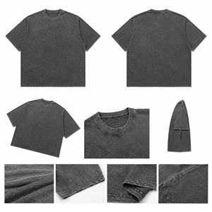 เสื้อยืดโอเวอร์ไซส์คุณภาพสูง ล้างสีแบบแอซิดวอช ผ้าฝ้าย 100% ระบายอากาศได้ดี สไตล์วินเทจ สตรีทแวร์ ยูนิเซ็กส์ - Product Image 1