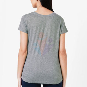 T-shirt décontracté pour femme 100 % coton, respirant, col rond, manches courtes, service OEM, sur mesure, imprimé, coupe classique, 200g - Product Image 4