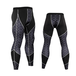 Men's 2 Piece Long Sleeve Compression Shirts & <b>Ankle</b> Length Leggings Pants Gym Fitness Workout Wear Men Compression Set - Product Image 6