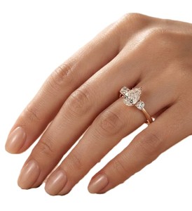 Anillo de compromiso con diamante cultivado en laboratorio, corte pera y redondo, oro macizo de 10K, 14K, 18K, diseño de joyería fina, certificado IGI, color DEE, VS, VVS - Product Image 6