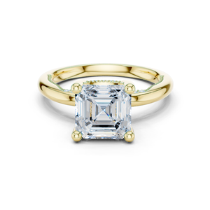 Anillo clásico de diamante solitario de talla Asscher con cuatro puntas, cultivado en laboratorio, en oro amarillo de 14k, hermosa joya para mujer para uso diario. - Product Image 1