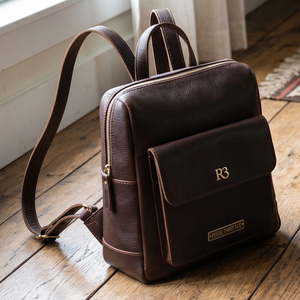 Regal Three Llc Genuine Leather <b>Backpack</b> Classic Minimalist Design With Zipper Pocket Shoulder Strap Daily Use Mini Leather Bags - Product Image 1