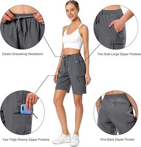 Shorts cargo pour femmes avec logo personnalisé, légers, hydrofuges, séchage rapide, shorts de sport, taille élastique, camping, randonnée - Product Image 2