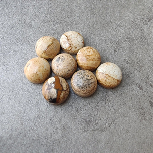 Pierre précieuse naturelle calibrée de forme ronde, cabochon de jaspe biscuit AAA+, dos plat, pour bijoux - Product Image 1
