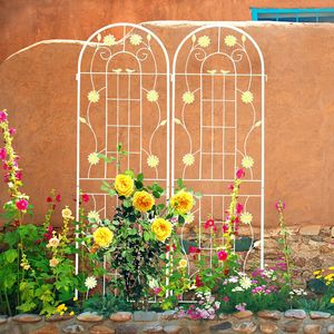 Set di 2 tralicci da giardino in metallo bianco crema, 180 cm x 50 cm, antiruggine, per piante rampicanti, supporto per fiori da esterno, recinzioni e cancelli - Product Image 6