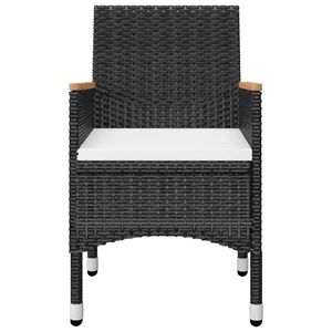 Ensemble de salle à manger de jardin 5 pièces noir en teck et rotin, mobilier d'extérieur contemporain résistant aux intempéries - Product Image 6
