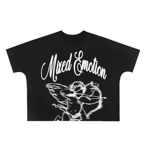Camiseta Oversize de Streetwear para Hombre con Estampado Gráfico de Cupido y Diseño de Calavera, Manga Corta, Cuello Redondo, Ajuste Holgado, Estilo Hip Hop - Product Image 1